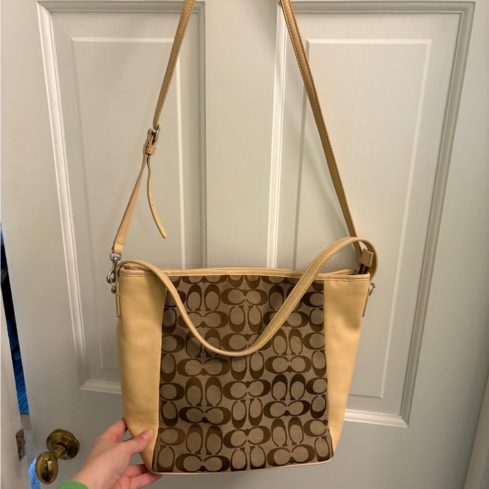 Coach Beige and Brown Shoulder Bag
